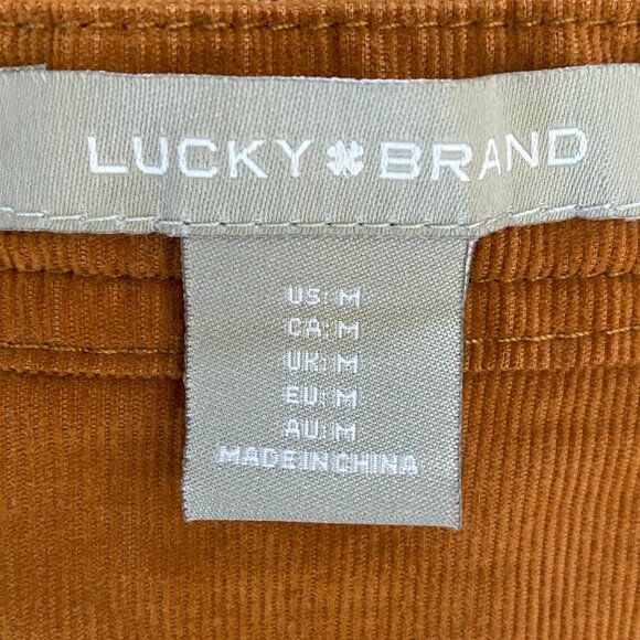 Lucky Brand Corduroy Tiered Dress Long Sleeve Knee Length Boho Prairie Western-M - Picture 10 of 13